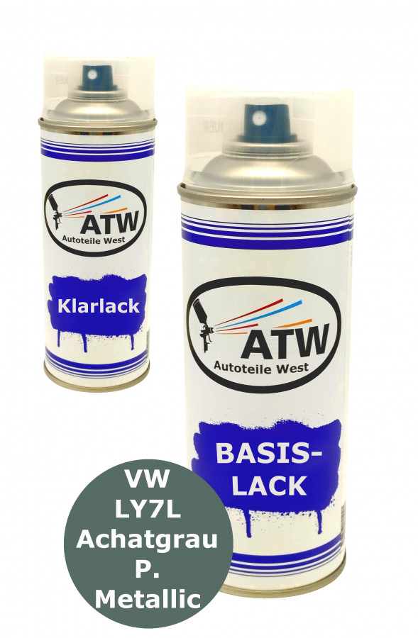 Autolack für VW LY7L Achatgrau P. Metallic+400ml Klarlack Set